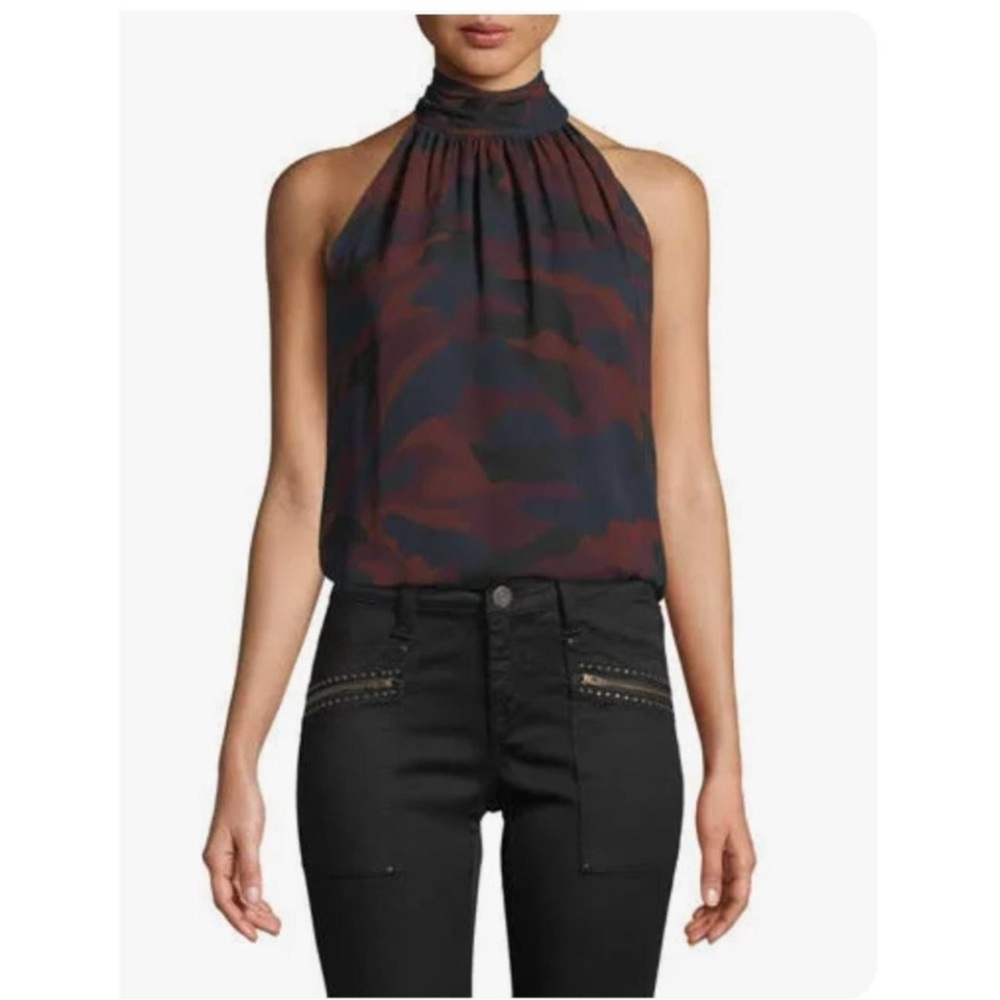 Joie silk Sleeveless Camouflage Top